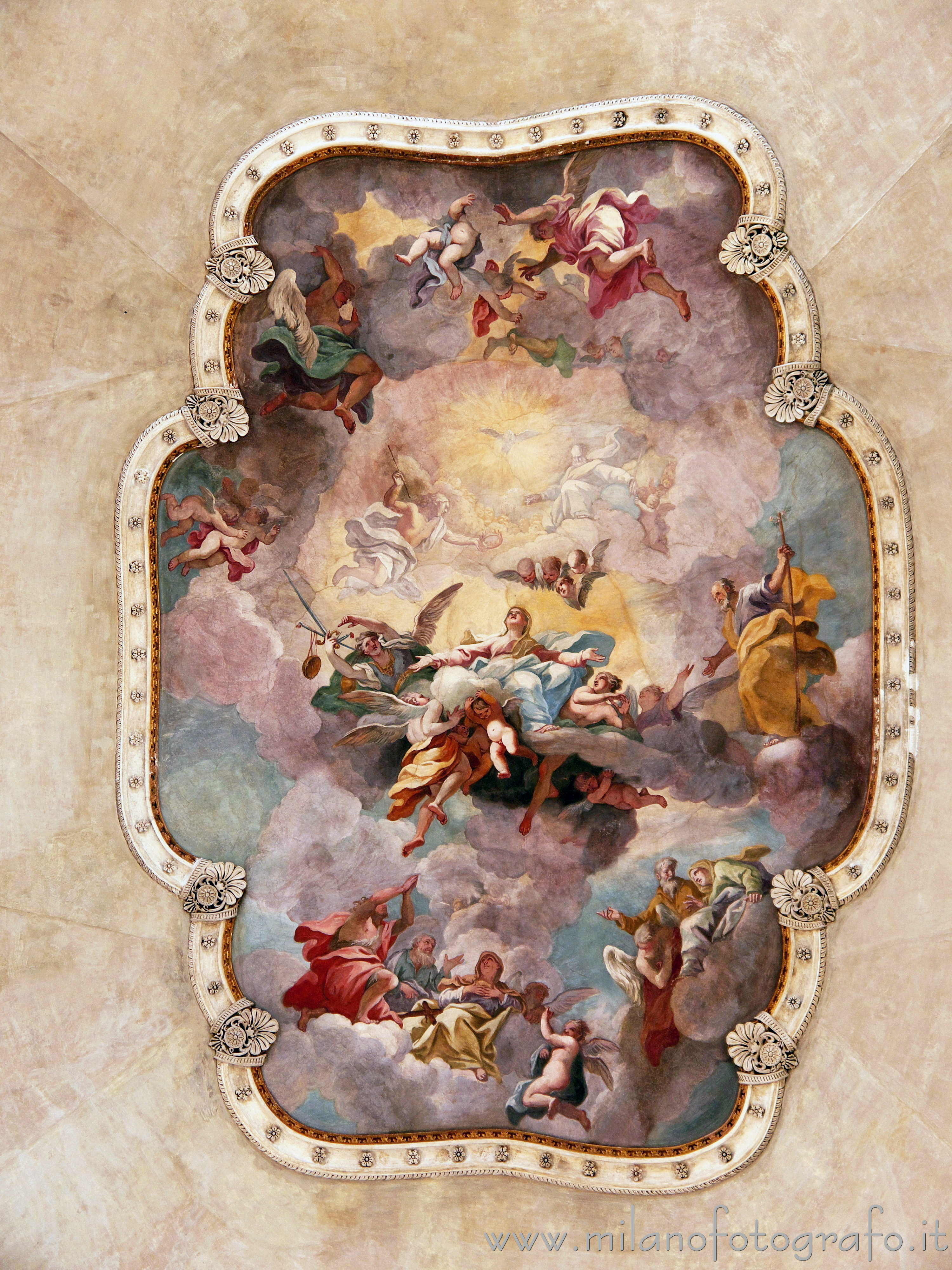 Milan (Italy) - Fresco of the Assumption on the ceiling of the Church of Santa Maria della Sanità